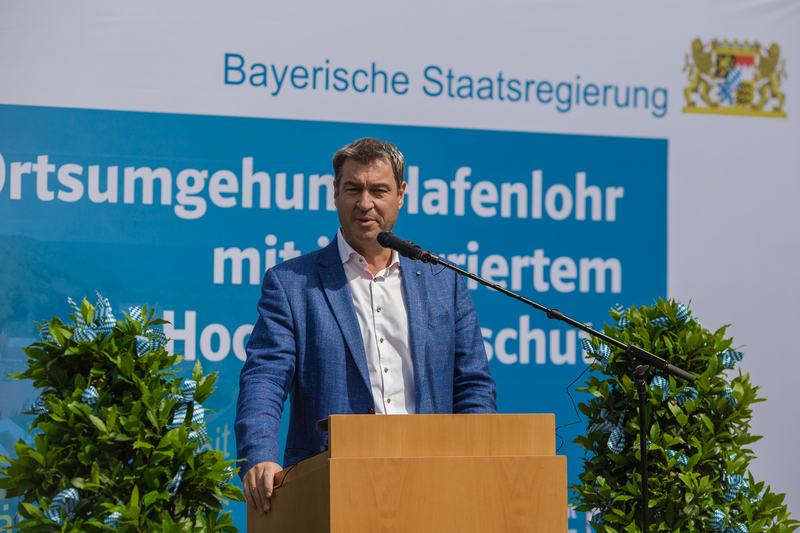 Spatenstich Ortsumgehung Hafenlohr mit Hochwasserfreilegung mit Ministerpräsident Dr.Markus Söder
